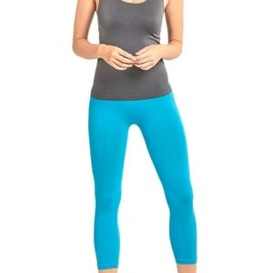 🩷 3/$15 Mopas Women's Ribbed Waistband Capri Length Blue Leggings, S/M, NWT
